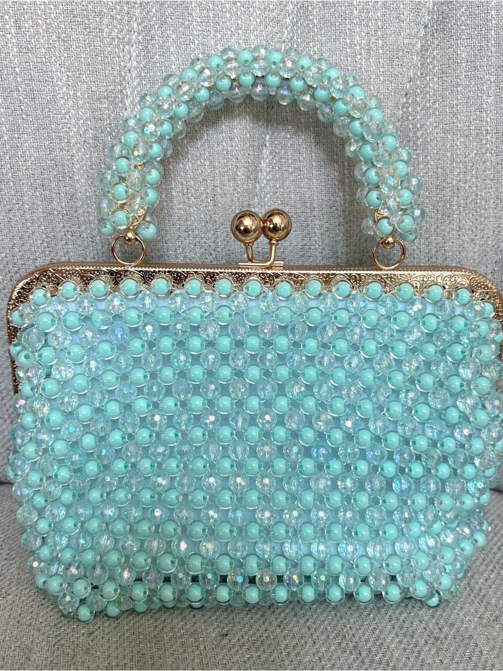 Custom Baby Aqua Acrylic Beaded Handbag
